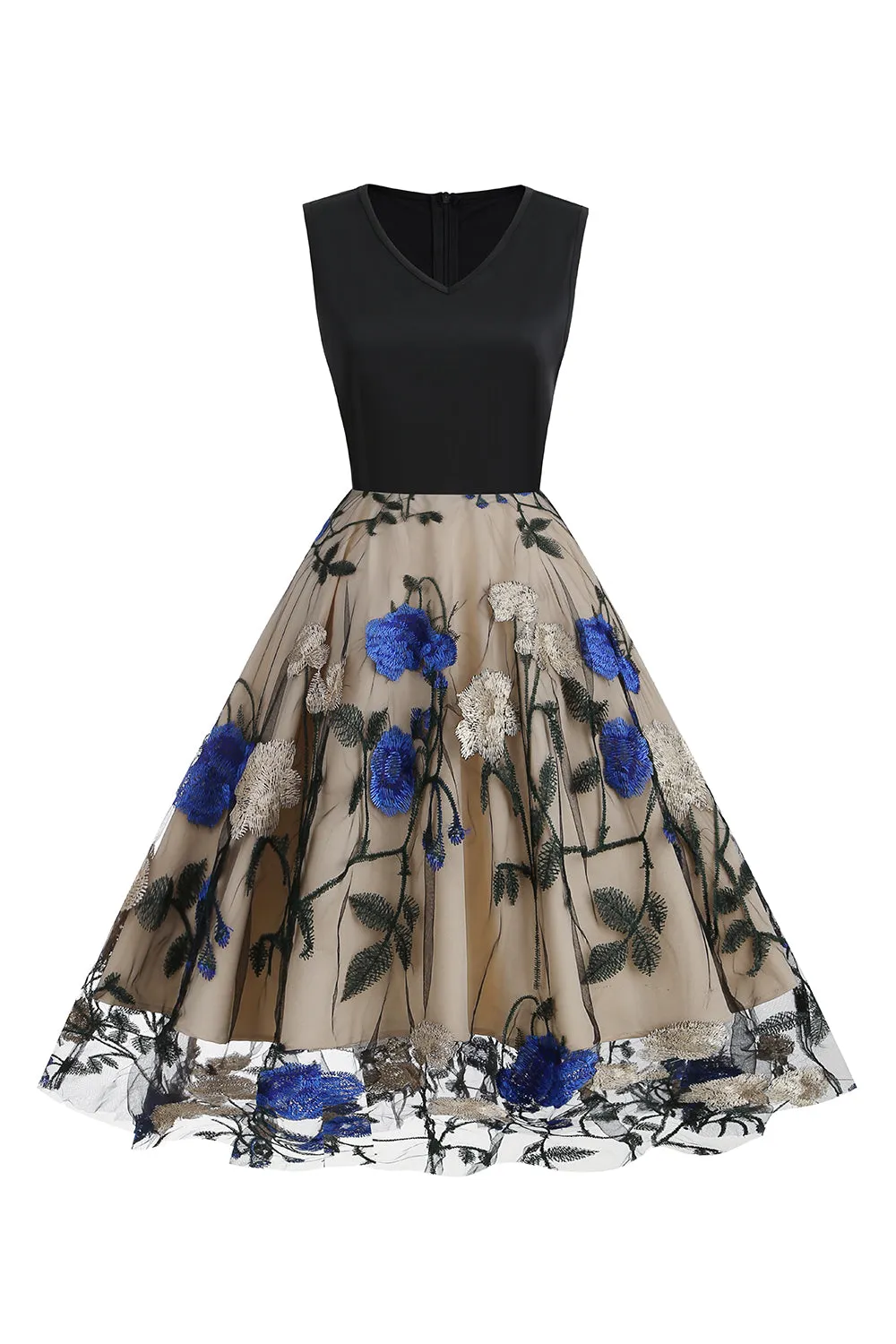 Blue Swing 1950s Dress with Embroidery sold by Zapaka