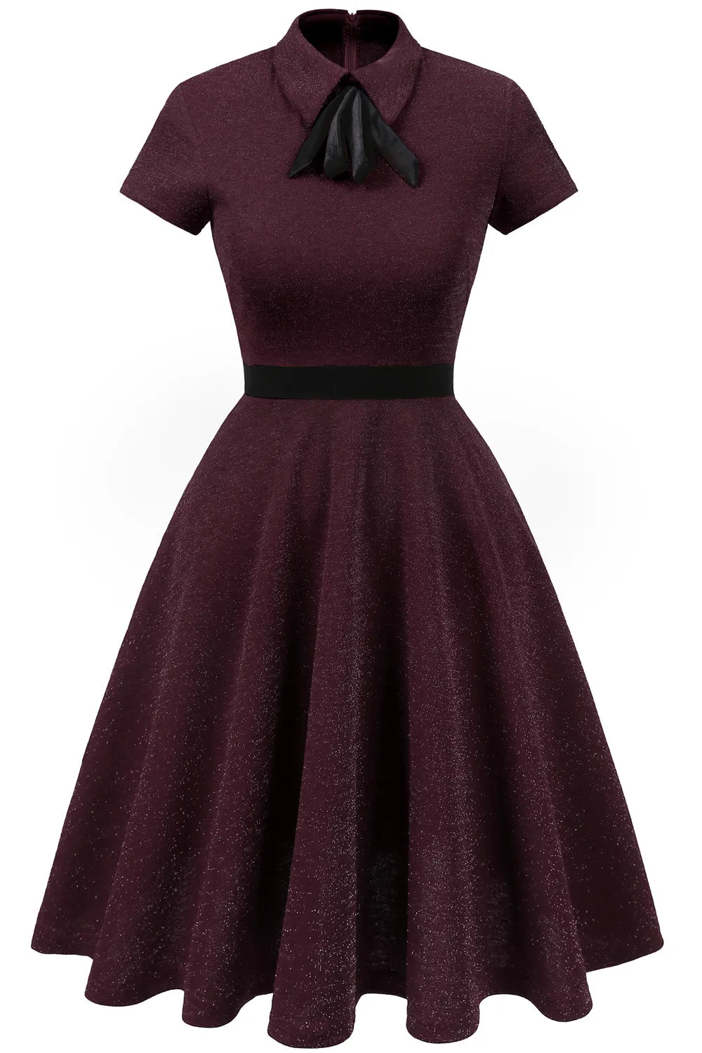 Burgundy 50s Vintage Dress with Sleeves sold by Zapaka