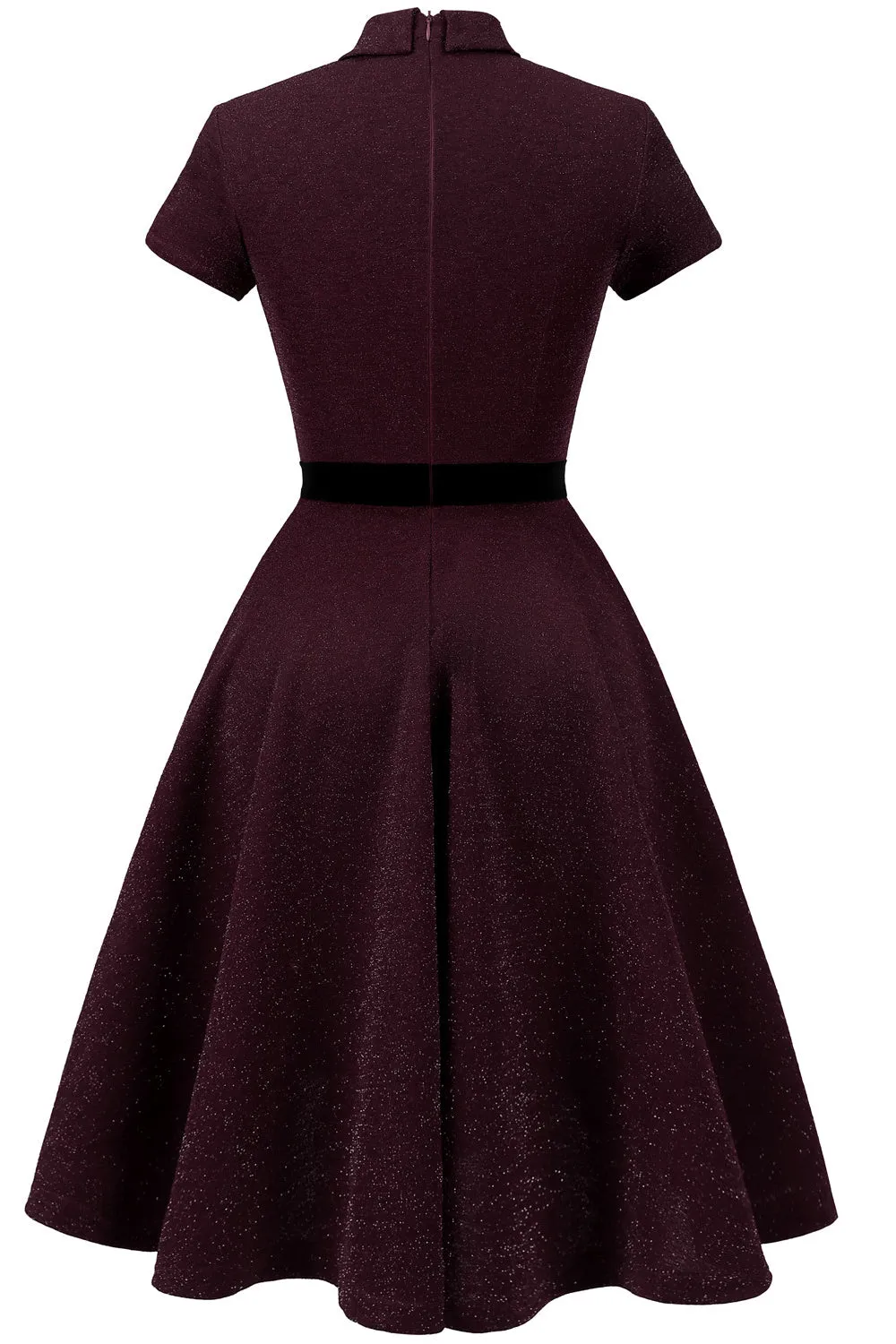 Burgundy 50s Vintage Dress with Sleeves sold by Zapaka product image thumbnail 2