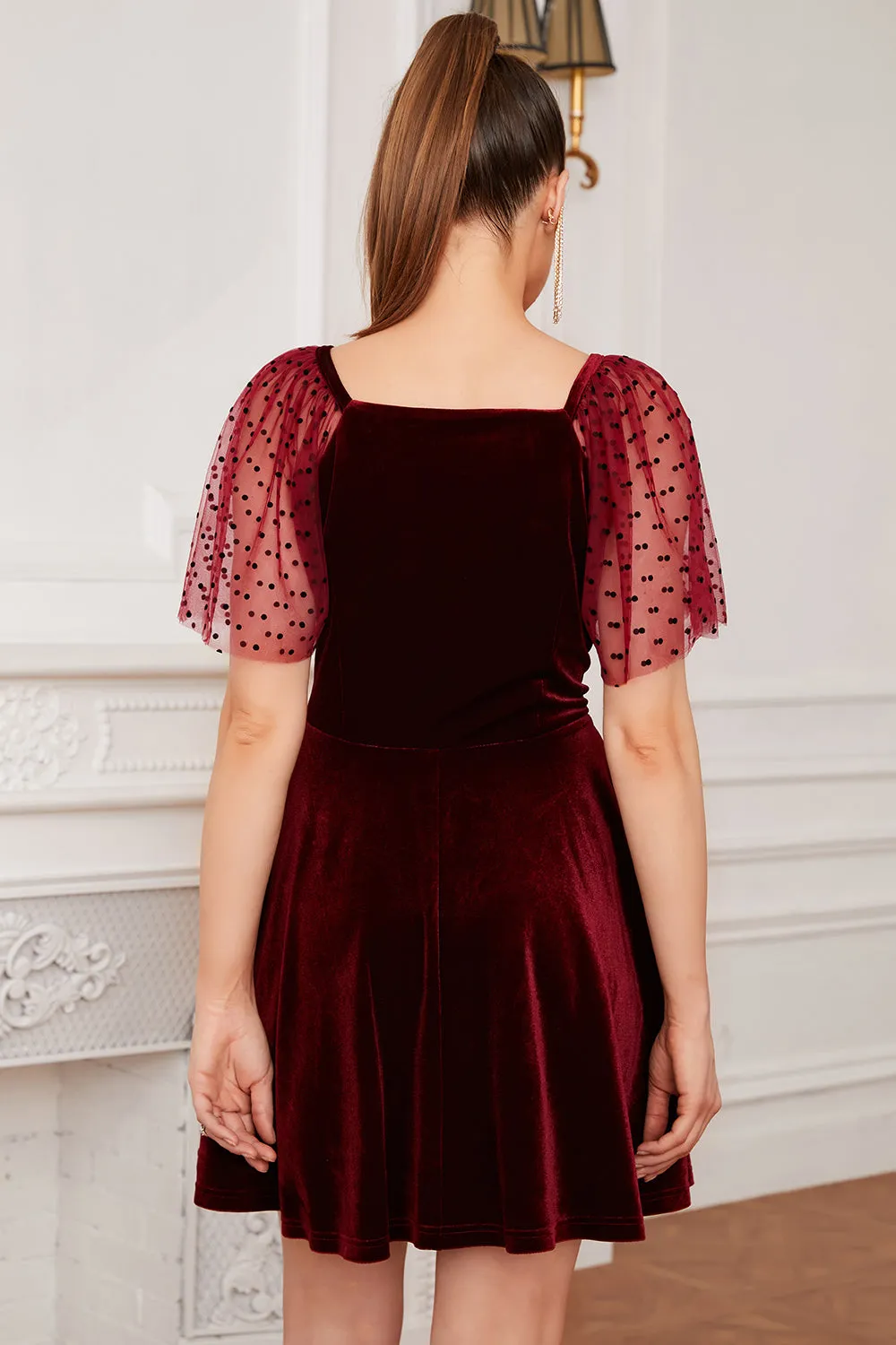 Burgundy Velvet Mini Dress sold by Zapaka product image thumbnail 2