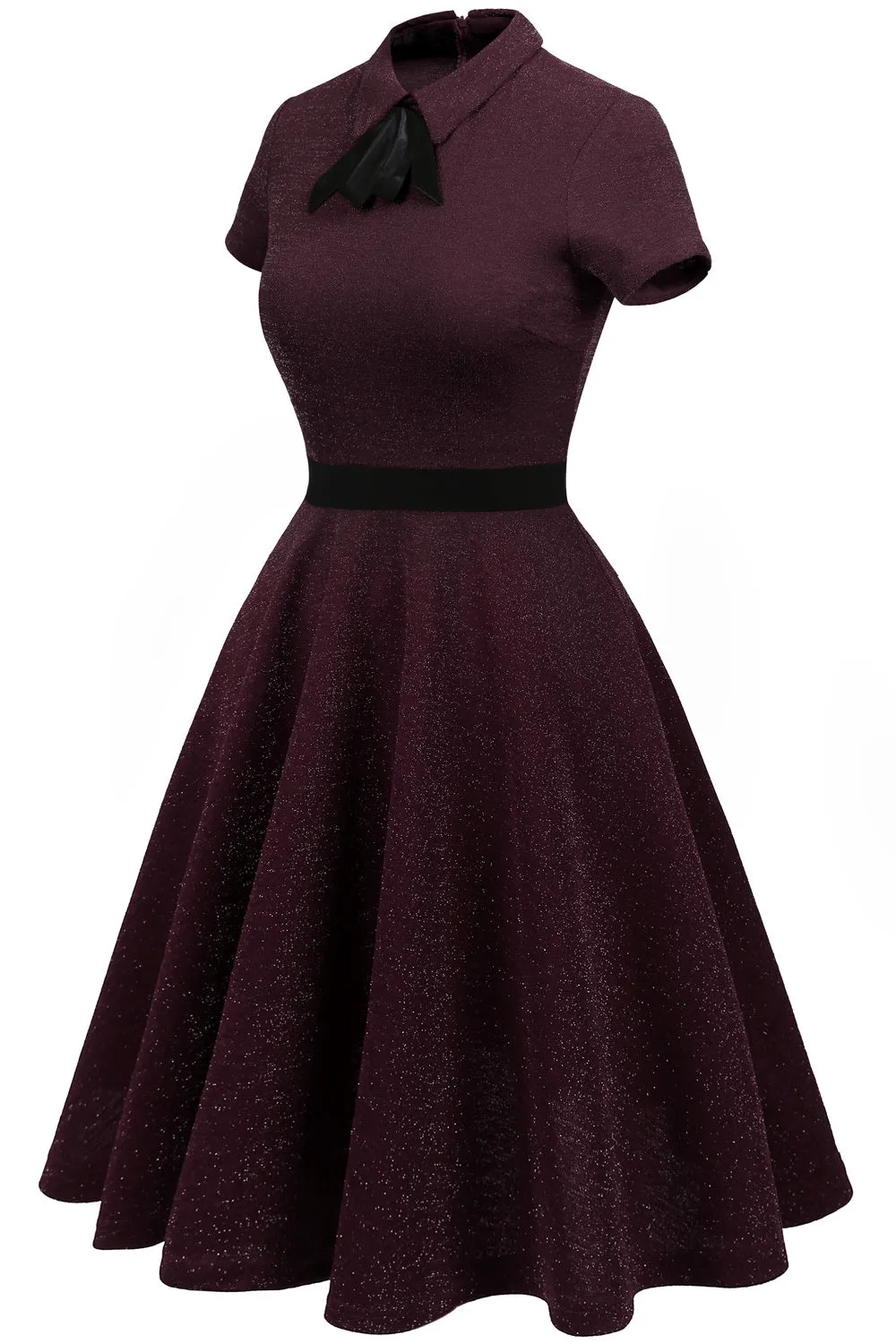 Burgundy 50s Vintage Dress with Sleeves sold by Zapaka product image thumbnail 3