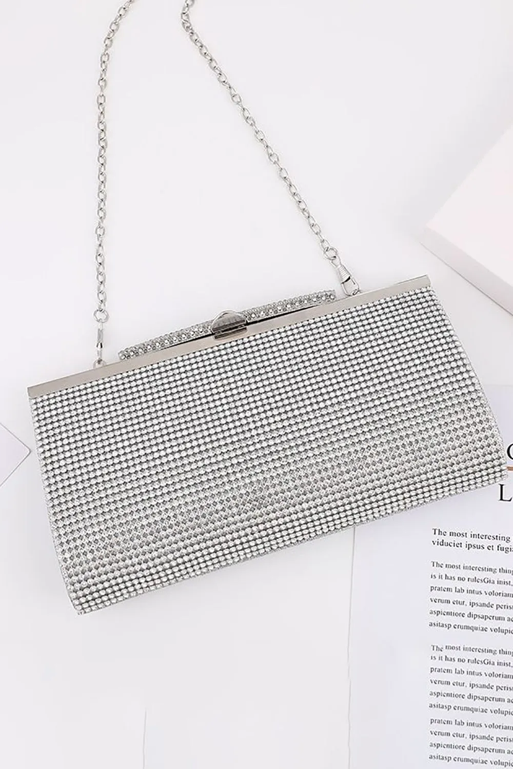 Silver Rhinestone Evening Clutch Bag sold by Zapaka