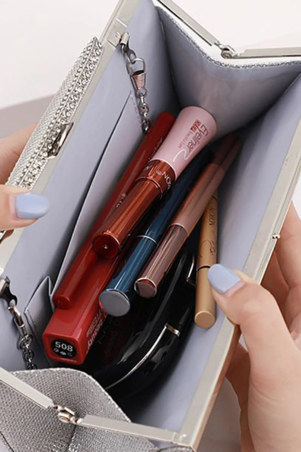 Silver Rhinestone Evening Clutch Bag sold by Zapaka product image thumbnail 2