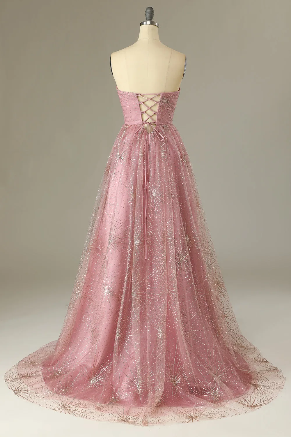 A Line Sweetheart Blush Prom Dress with Criss Cross Back sold by Zapaka product image thumbnail 2