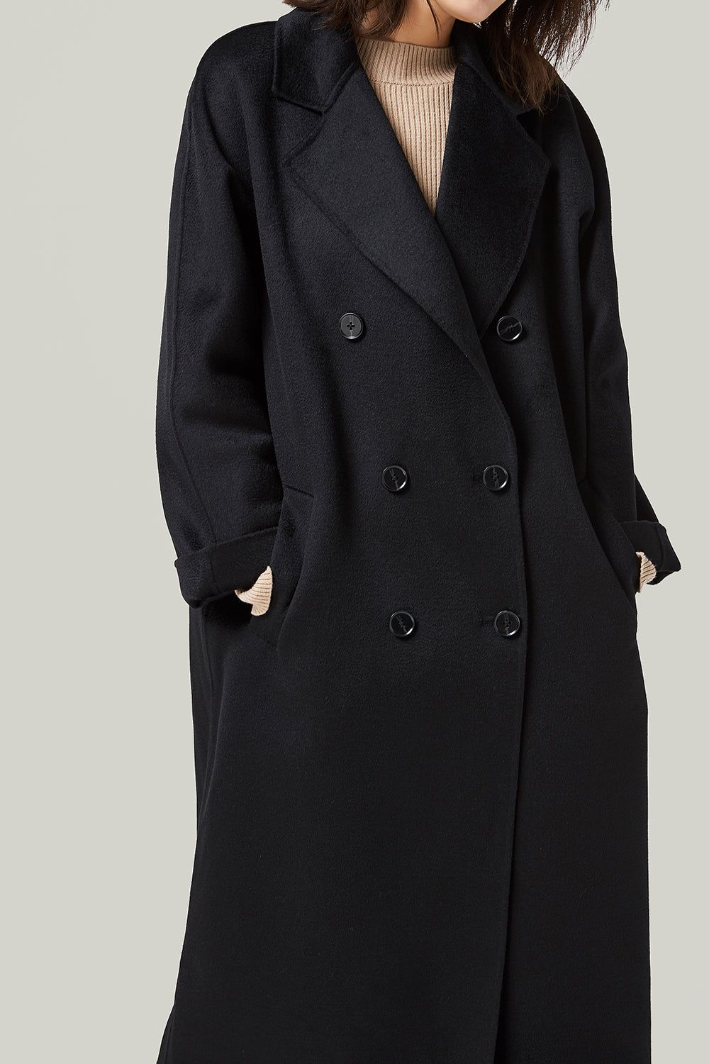 Camel Double Breasted Belted Wool Coat With Pockets sold by Zapaka product image thumbnail 10