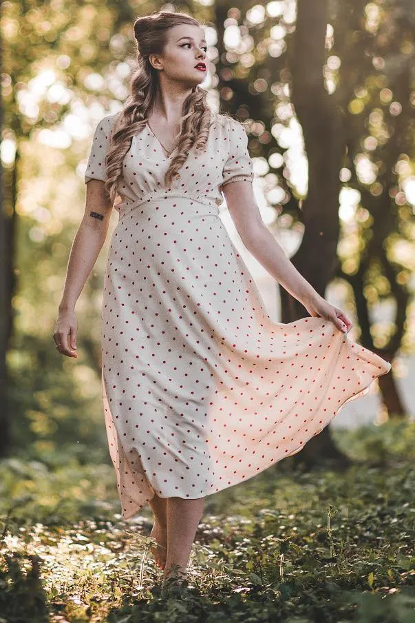 1950s Polka Dots Ivory Dress sold by Zapaka