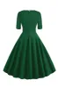 Green V-Neck Short Sleeves 1950s Swing Dress sold by Zapaka