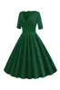 Green V-Neck Short Sleeves 1950s Swing Dress sold by Zapaka