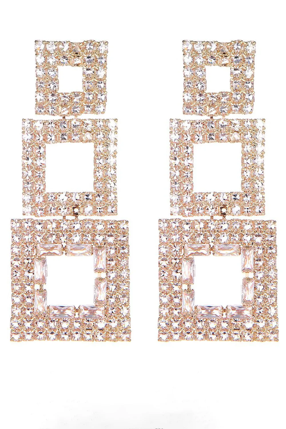 Rhinestones Geometric Patchwork Square Earrings sold by Zapaka product image thumbnail 3