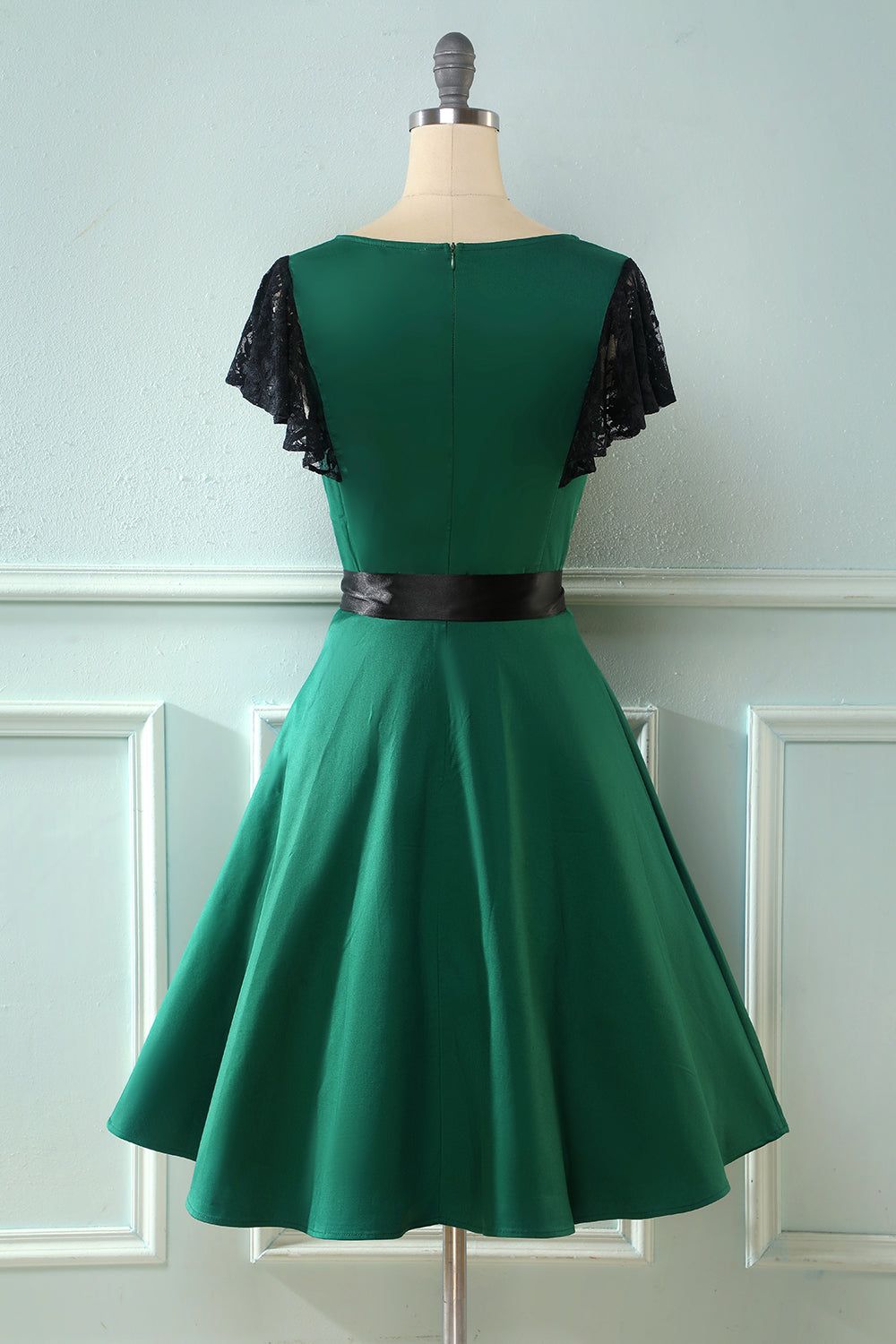 Green 1950s Swing Dress with Lace sold by Zapaka product image thumbnail 2