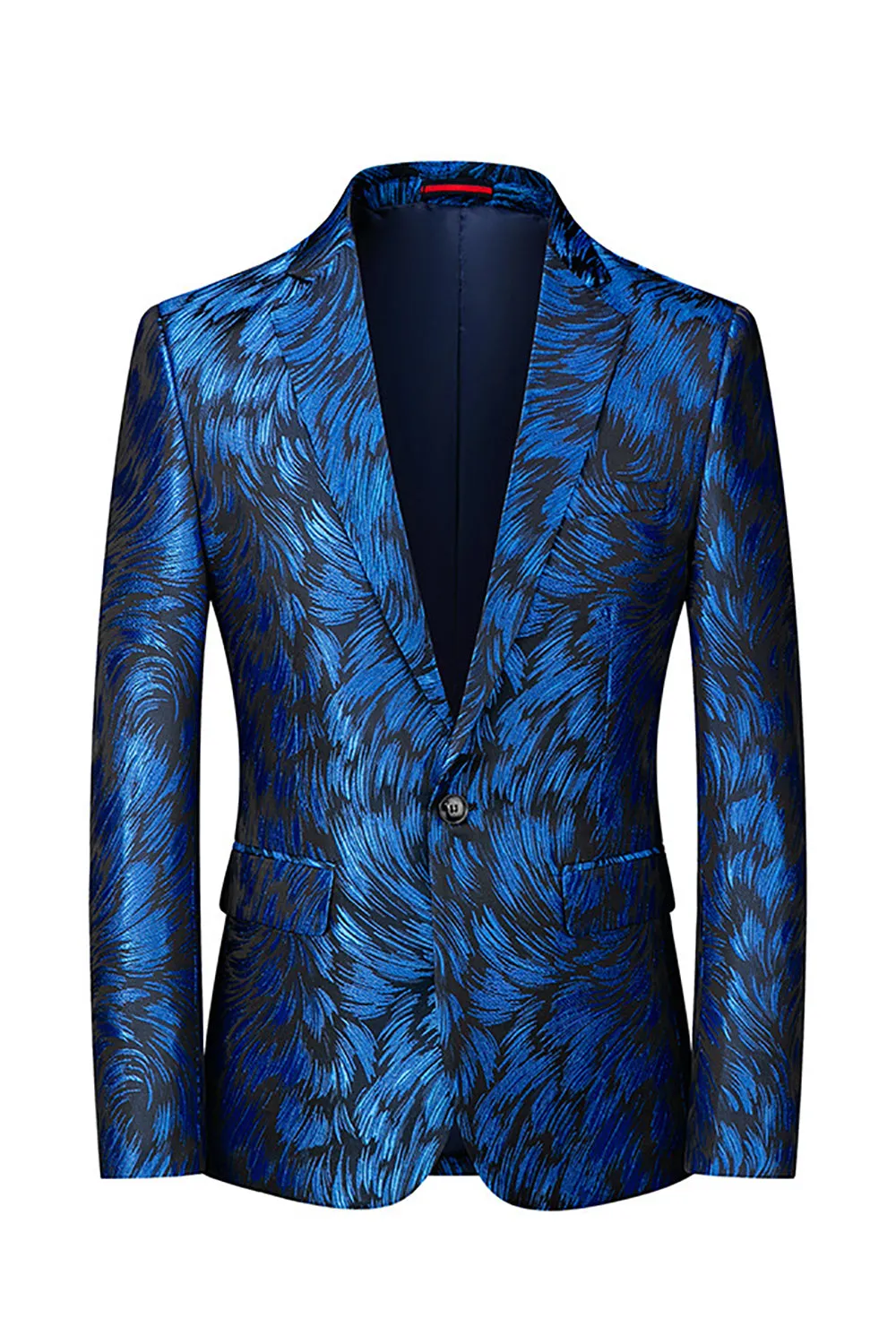 Notched Lapel One Button Royal Blue Men's Prom Blazer sold by Zapaka
