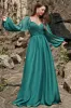 A Line Sweetheart Dark Green Long Prom Dress with Long Sleeves sold by Zapaka