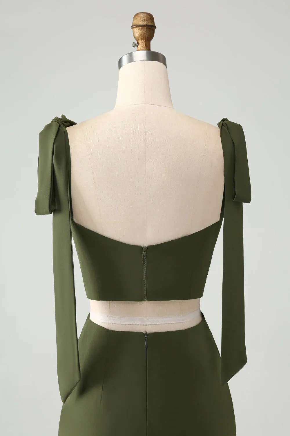 Olive A Line Spaghetti Straps Floor Length Wedding Guest Dress with Slit sold by Zapaka product image thumbnail 5