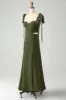 Olive A Line Spaghetti Straps Floor Length Wedding Guest Dress with Slit sold by Zapaka