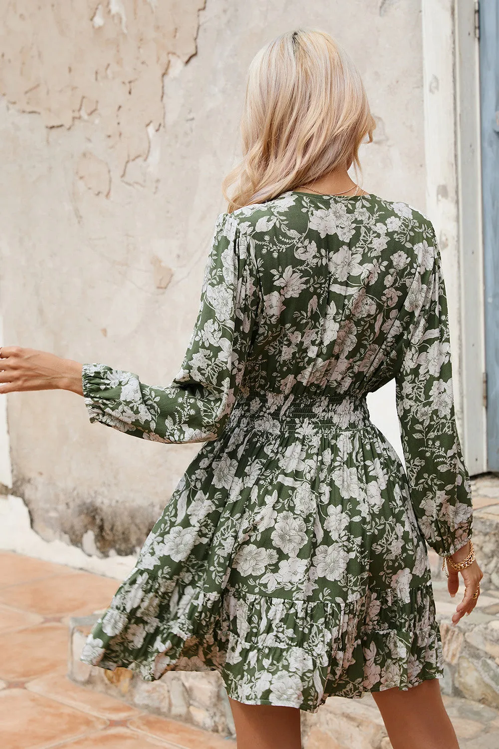 Green Floral Long Sleeves Summer Dress sold by Zapaka product image thumbnail 2