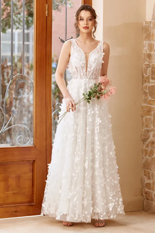 White Appliques Tulle Wedding Dress sold by Zapaka