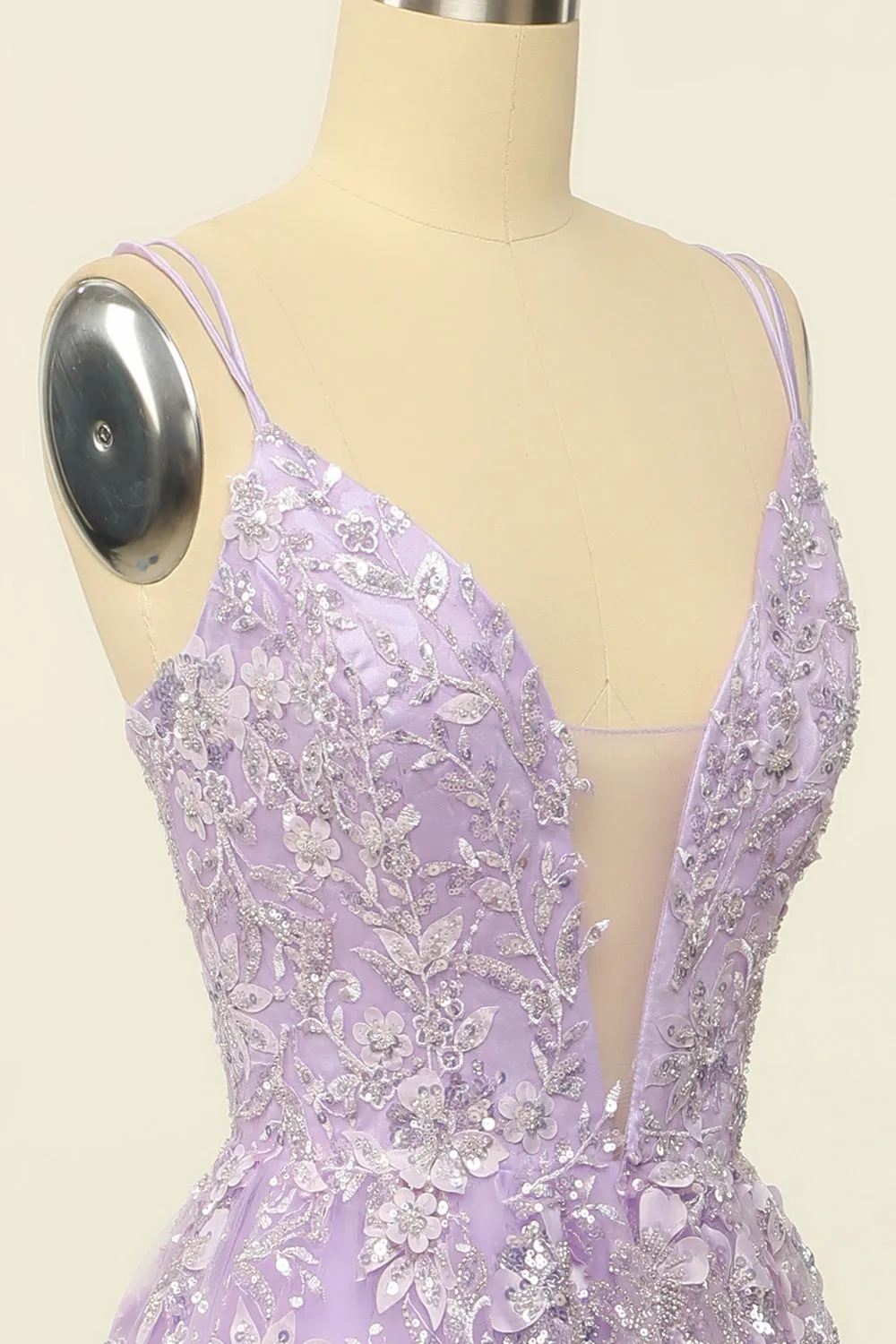 Purple Spaghetti Straps Prom Dress With Appliques sold by Zapaka product image thumbnail 5