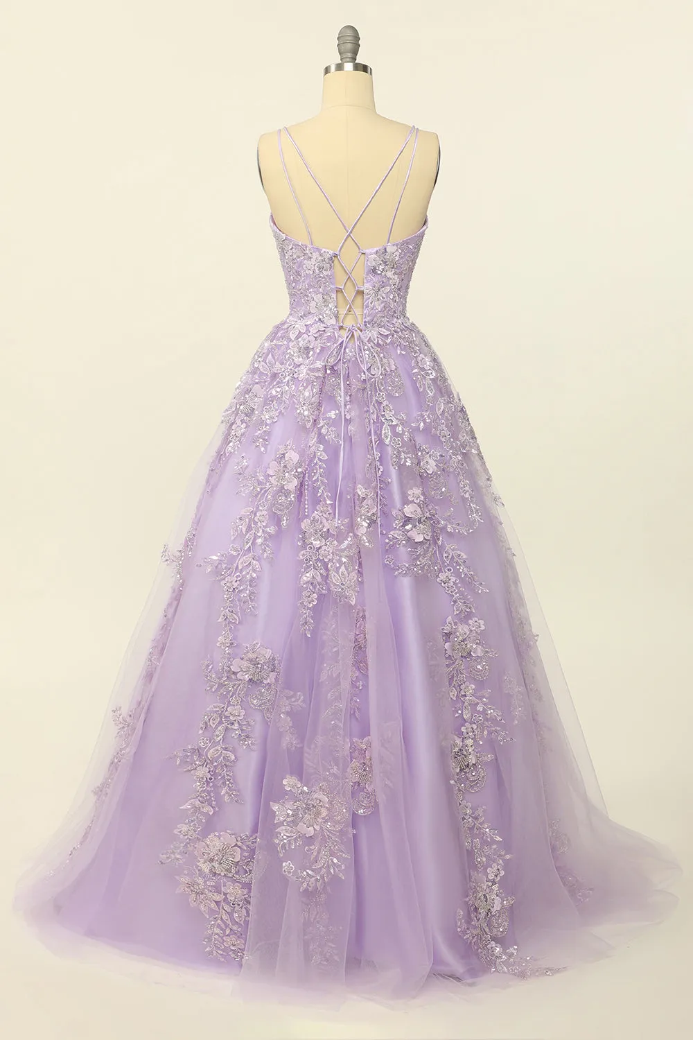 Purple Spaghetti Straps Prom Dress With Appliques sold by Zapaka product image thumbnail 2