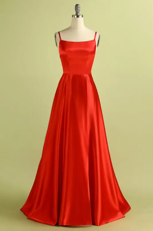 Red Backless Satin Prom Bridesmaid Dress sold by Zapaka