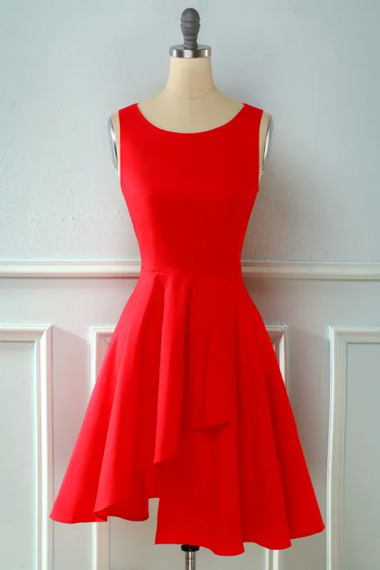Red Vintage 1950s Asymmetrical Dress sold by Zapaka