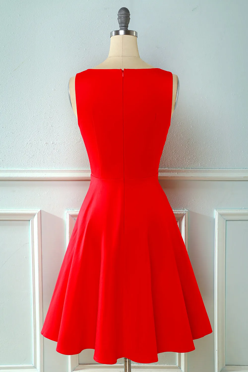 Red Vintage 1950s Asymmetrical Dress sold by Zapaka product image thumbnail 2
