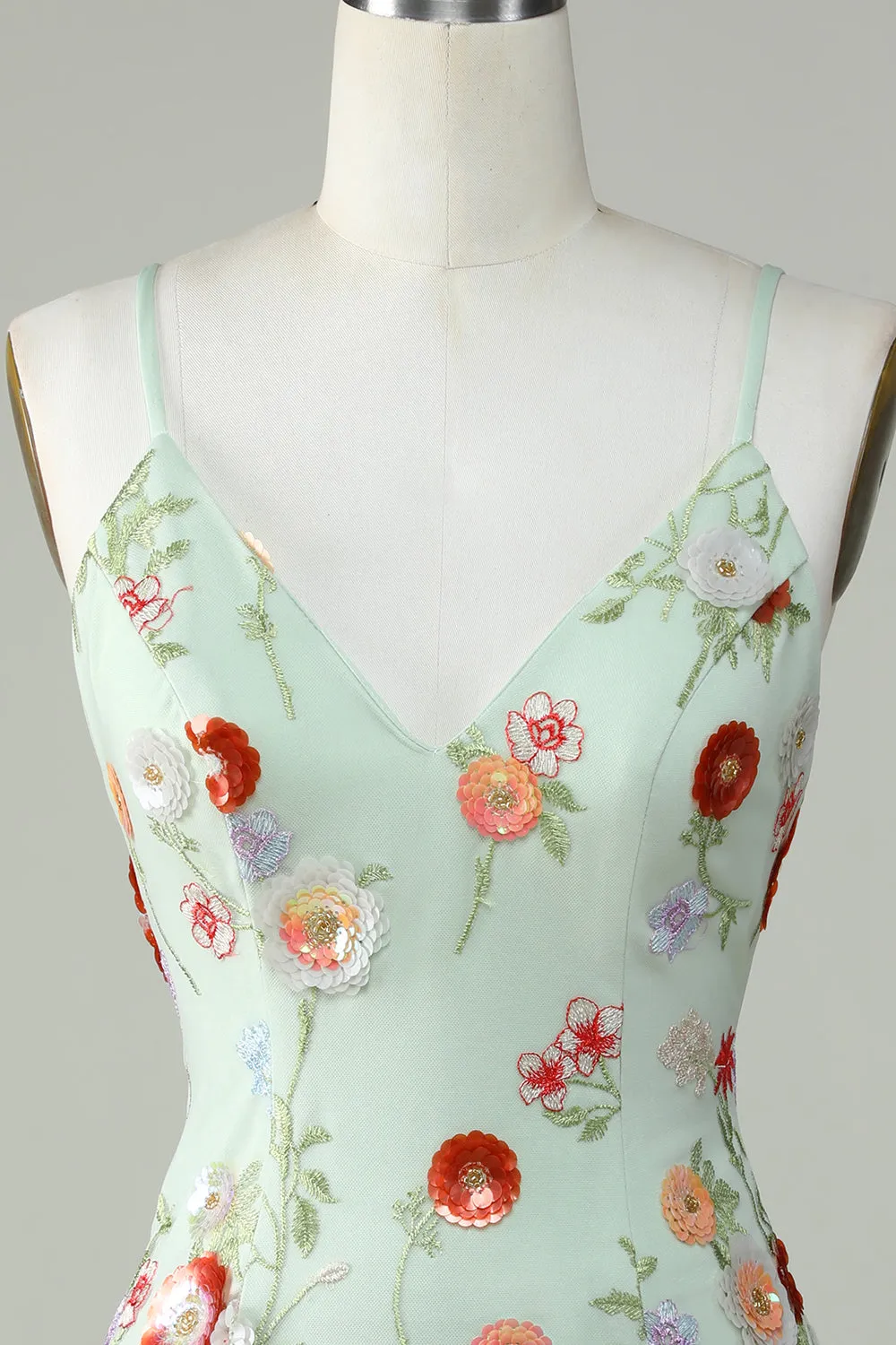 Spaghetti Straps Olive Sequins Backless Homecoming Dress sold by Zapaka product image thumbnail 4