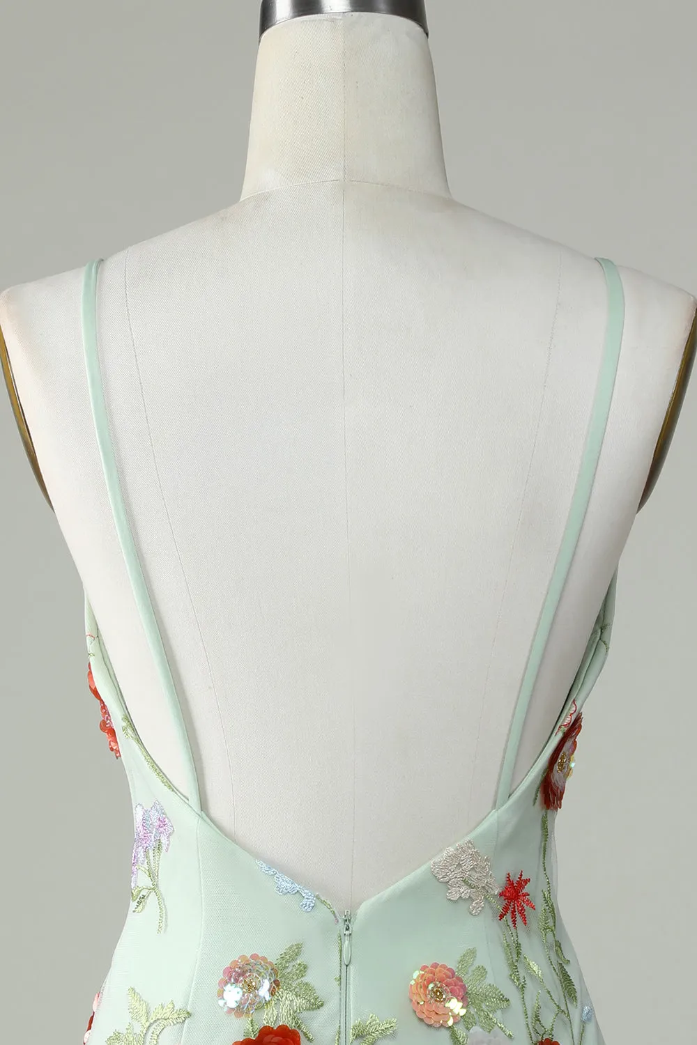 Spaghetti Straps Olive Sequins Backless Homecoming Dress sold by Zapaka product image thumbnail 5