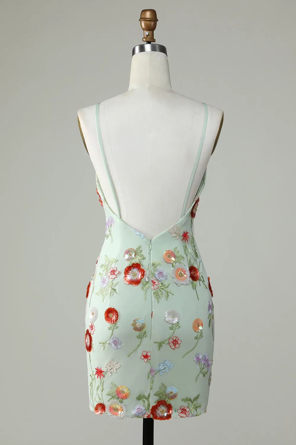 Spaghetti Straps Olive Sequins Backless Homecoming Dress sold by Zapaka product image thumbnail 2