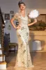 1920s Flapper Dress Golden Vintage Dress Roaring 1920s Sequins Dress sold by Zapaka