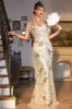 1920s Flapper Dress Golden Vintage Dress Roaring 1920s Sequins Dress sold by Zapaka