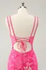 Gorgeous Hot Pink Bodycon Lace Up Glittler Short Homecoming Dress with Slit sold by Zapaka