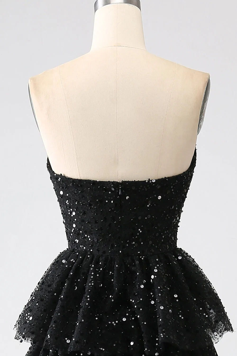A-Line Sequins Black Tiered Prom Dress with Slit sold by Zapaka product image thumbnail 5