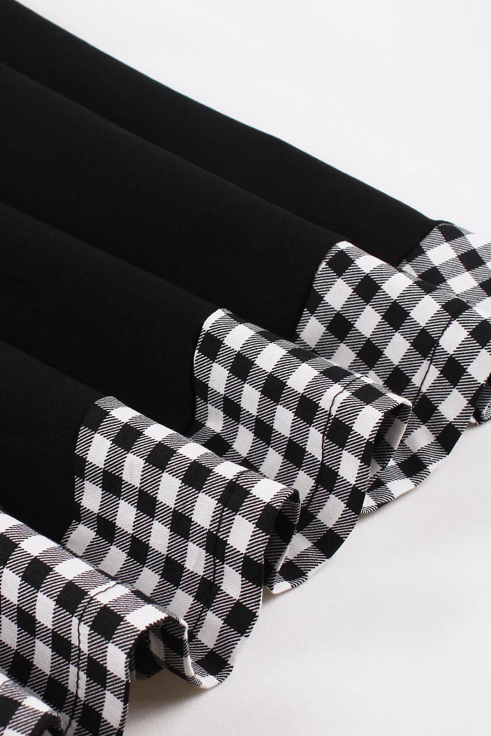 Black Plaid Off the Shoulder Vintage Dress With Short Sleeves sold by Zapaka product image thumbnail 3