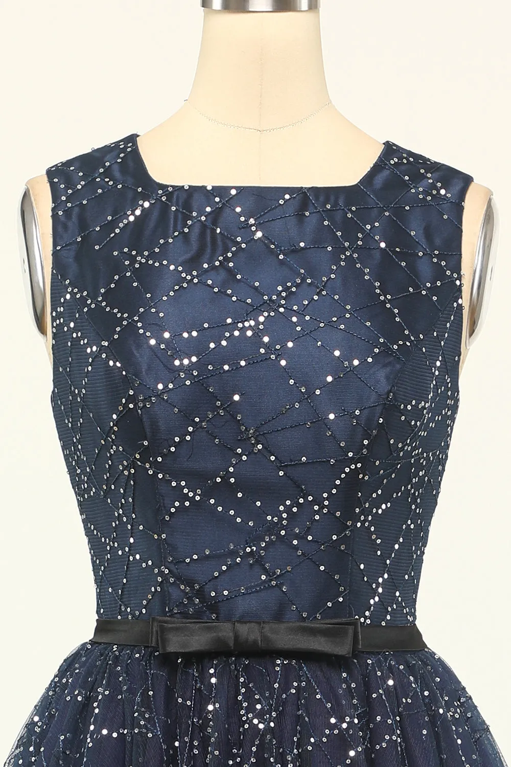 Glitter Navy Tulle Prom Dress sold by Zapaka product image thumbnail 4