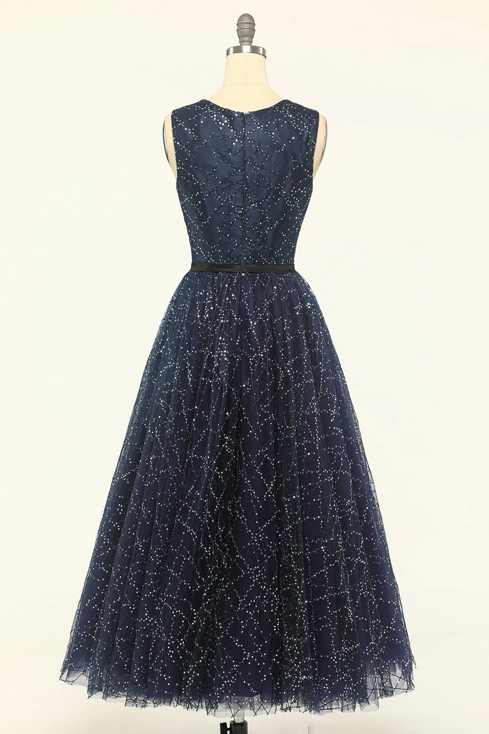 Glitter Navy Tulle Prom Dress sold by Zapaka product image thumbnail 2