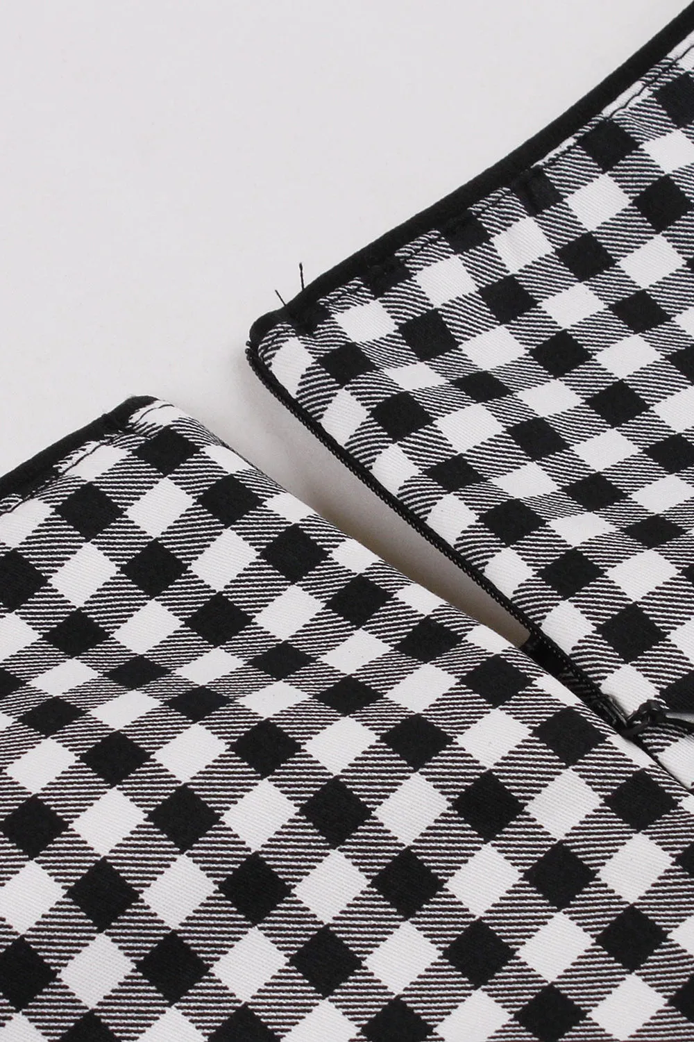 Black Plaid Off the Shoulder Vintage Dress With Short Sleeves sold by Zapaka product image thumbnail 4