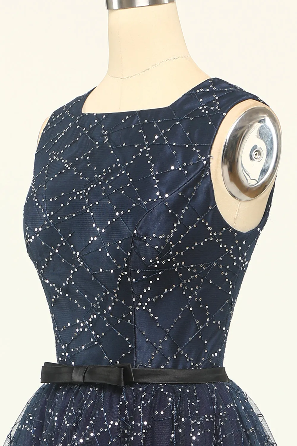 Glitter Navy Tulle Prom Dress sold by Zapaka product image thumbnail 5