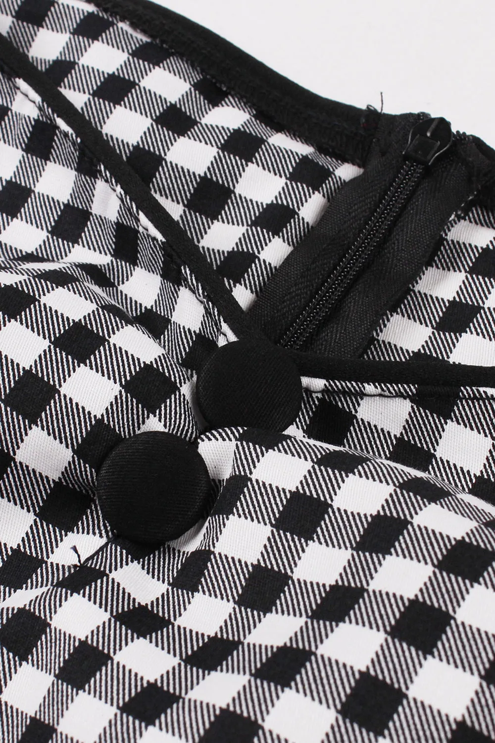 Black Plaid Off the Shoulder Vintage Dress With Short Sleeves sold by Zapaka product image thumbnail 5