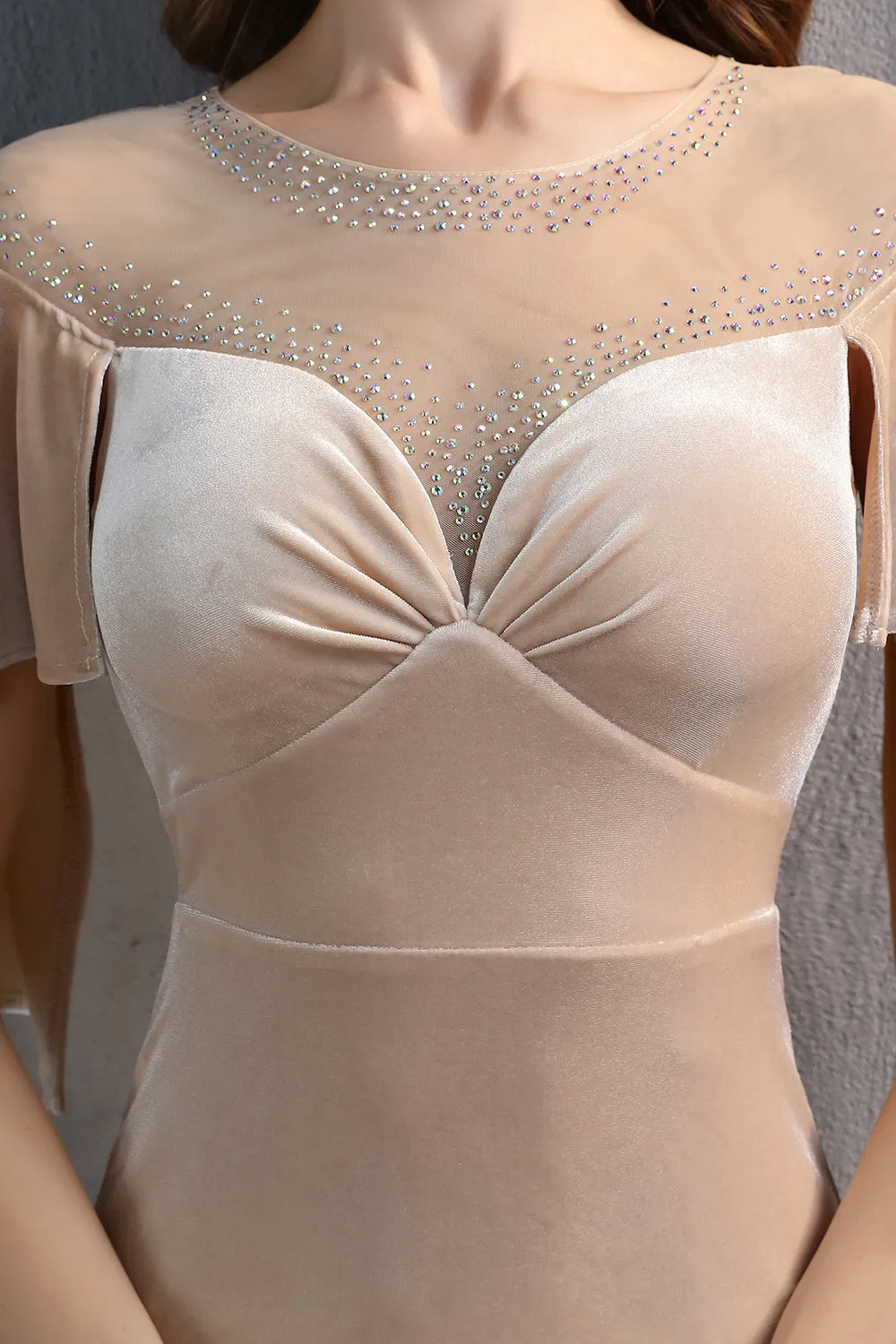 Champagne Velvet Mermaid Long Prom Dress sold by Zapaka product image thumbnail 3