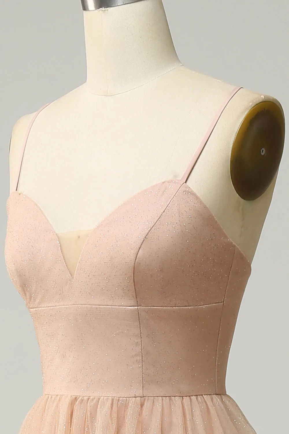 Champagne A Line Spaghetti Straps Bridesmaid Dress sold by Zapaka product image thumbnail 5