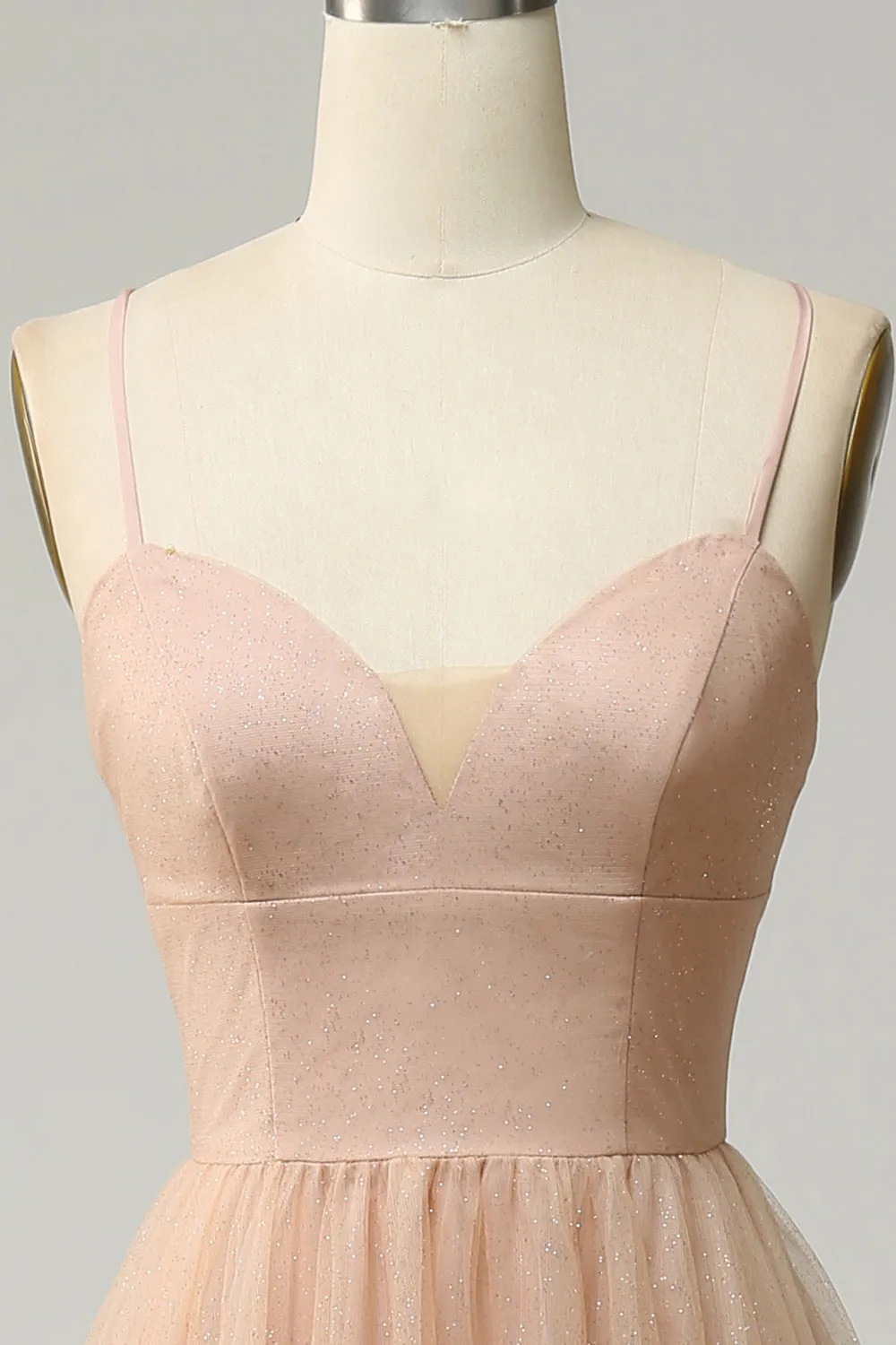 Champagne A Line Spaghetti Straps Bridesmaid Dress sold by Zapaka product image thumbnail 4