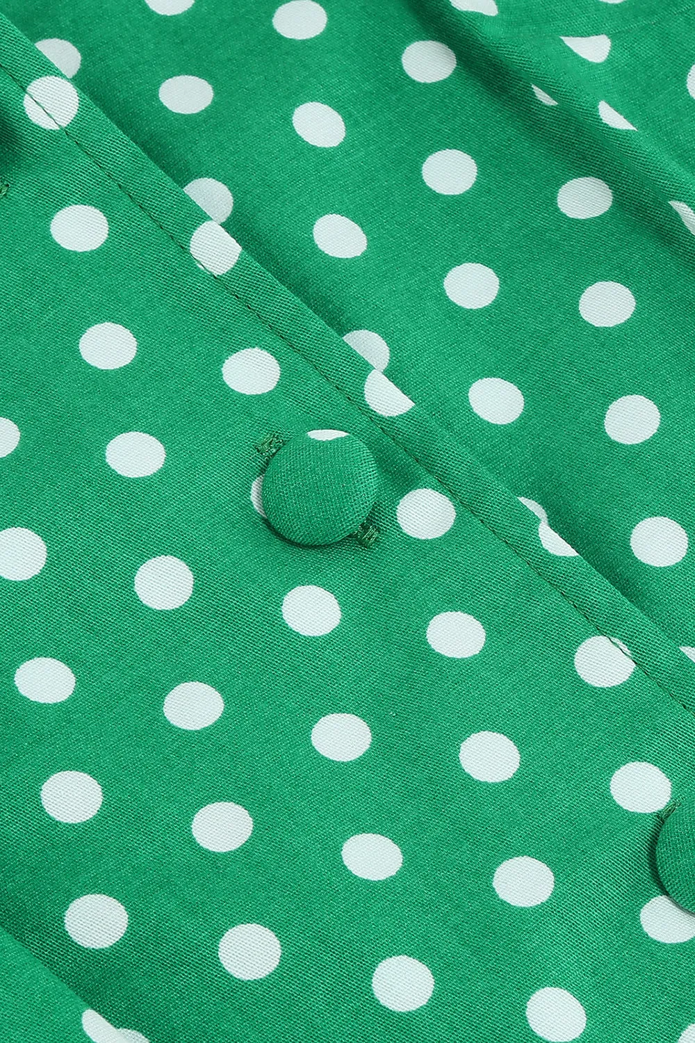 Green Lapel Neck Polka Dots Swing 1950s Dress sold by Zapaka product image thumbnail 4