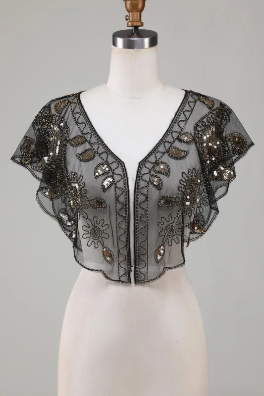 Beaded Golden Sequins 1920s Cape sold by Zapaka