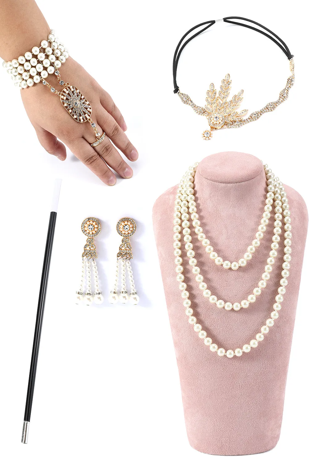 1920s Flapper Golden/Silver Accessories Set sold by Zapaka