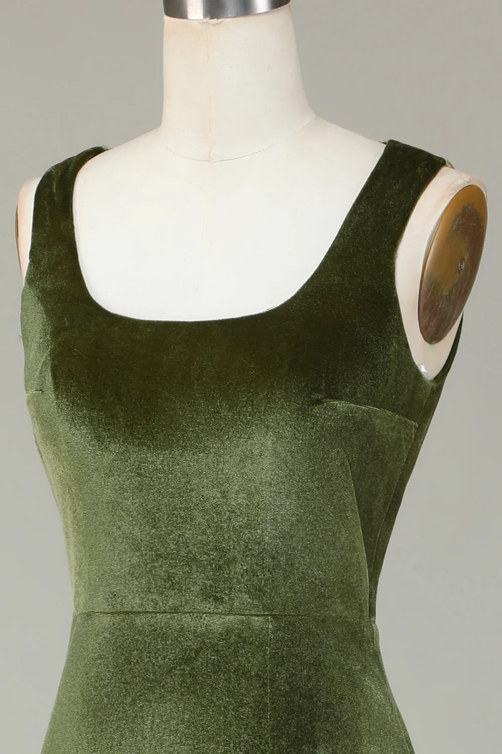 Velvet Mermaid Olive Bridesmaid Dress with Slit sold by Zapaka product image thumbnail 5