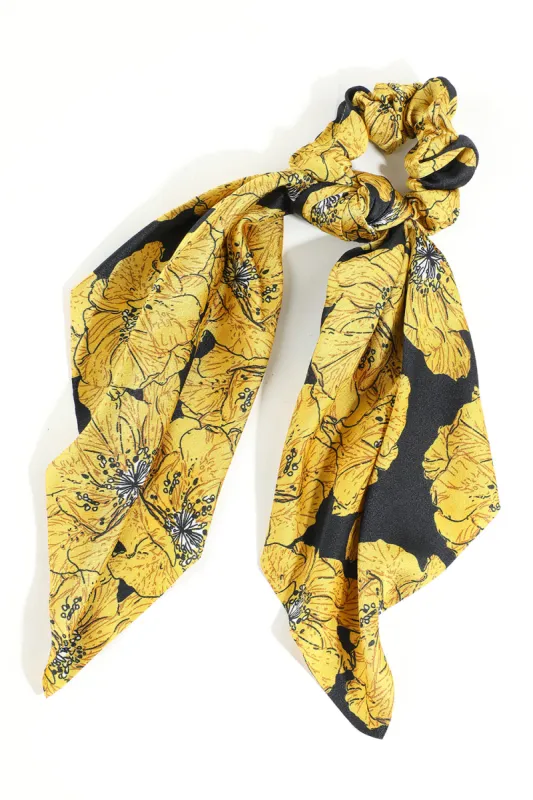 Yellow Floral Hair Scarf sold by Zapaka