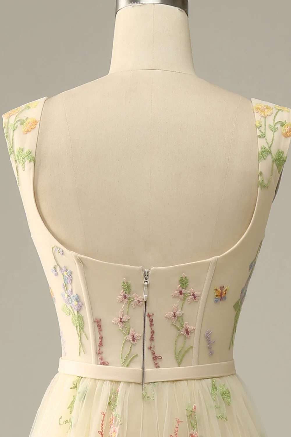 Champagne A-Line Embroidery Prom Dress sold by Zapaka product image thumbnail 5