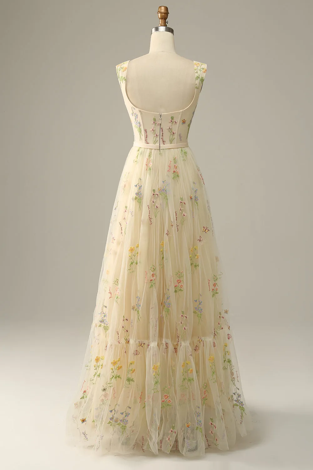 Champagne A-Line Embroidery Prom Dress sold by Zapaka product image thumbnail 2