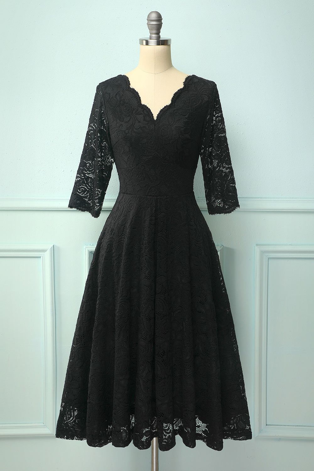 Black 3/4 Sleeves Formal Dress sold by Zapaka