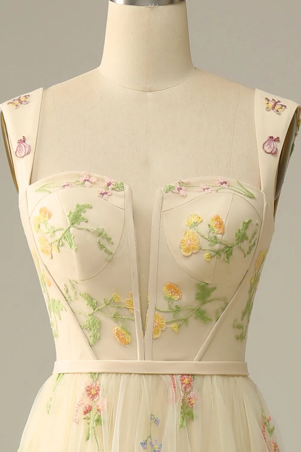 Champagne A-Line Embroidery Prom Dress sold by Zapaka product image thumbnail 4